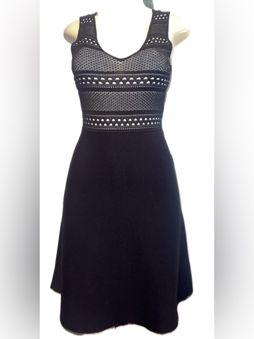 BCBGeneration Black & White Textured Knit A-Line Dress Size Small NWOT